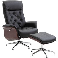 Milos fåtölj med fotpall (Recliner) - Svart PU Milos fåtölj med fotpall (Recliner) - Svart PU