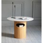 Arto runt soffbord hjd 60 cm - Ek / vit marmor
