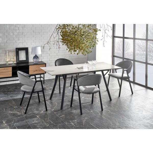 Table à manger Valarauk 140-180 x 80 cm - Gris clair/noir Table à manger Valarauk 140-180 x 80 cm - Gris clair/noir