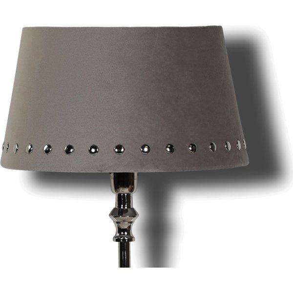 Velvet lampskrm med nitar 33 cm - Gr / Krom