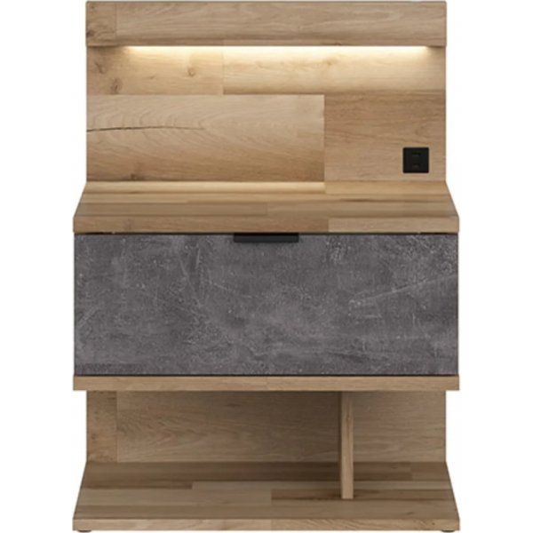 Table de chevet Arica gauche - Chêne/gris Table de chevet Arica gauche - Chêne/gris