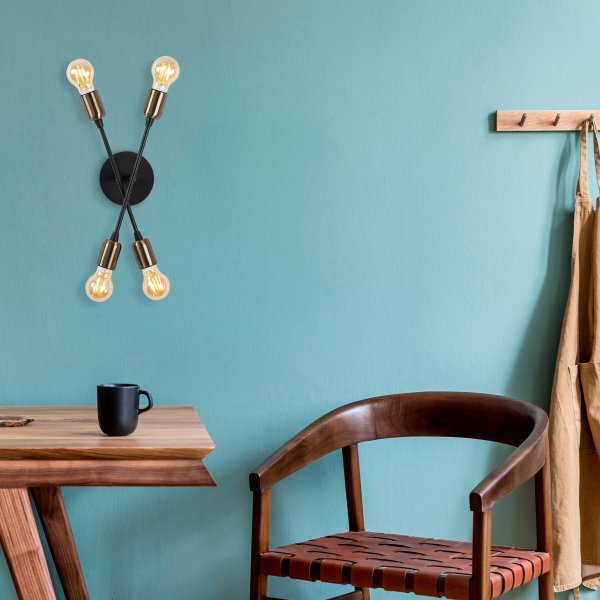 Uitlopende wandlamp 3401 - Zwart