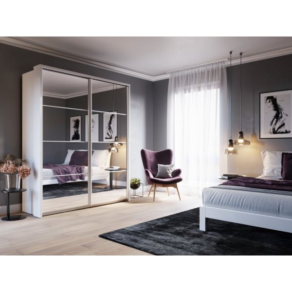 Mervyn garderob med speglar B180 cm - Vit Mervyn garderob med speglar B180 cm - Vit