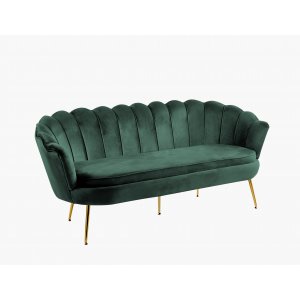 Kingsley 3-sits soffa - Gr�n sammet med m�ssings ben
