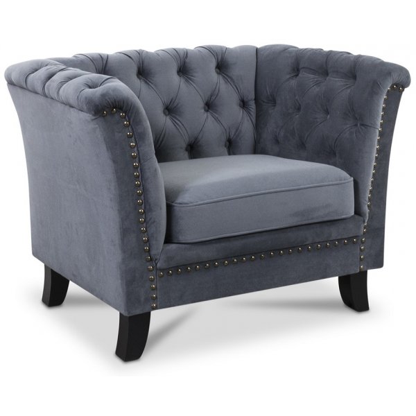 Fauteuil Chesterfield Milton - Velours gris Fauteuil Chesterfield Milton - Velours gris