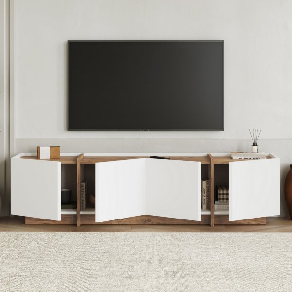 TV-b�nk Lorensa 180 cm - Vit/Atlantic Pine