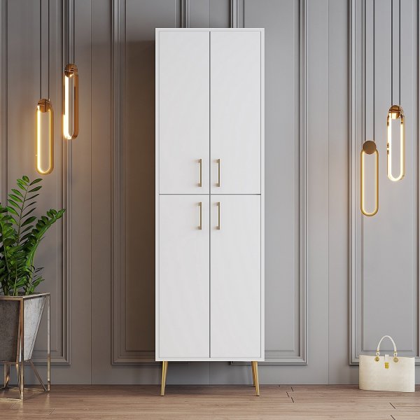 Meuble à chaussures Berlin - Blanc/or Meuble à chaussures Berlin - Blanc/or