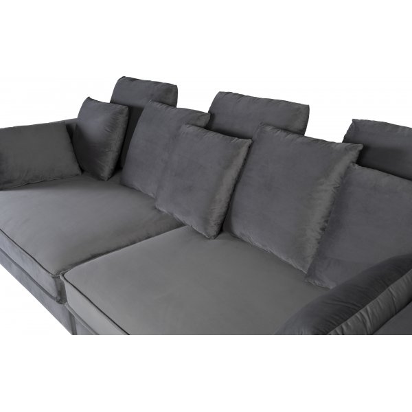 Soffa 250 cm bred mörkgrå sammet 114 cm djup Soffa 250 cm bred mörkgrå sammet 114 cm djup