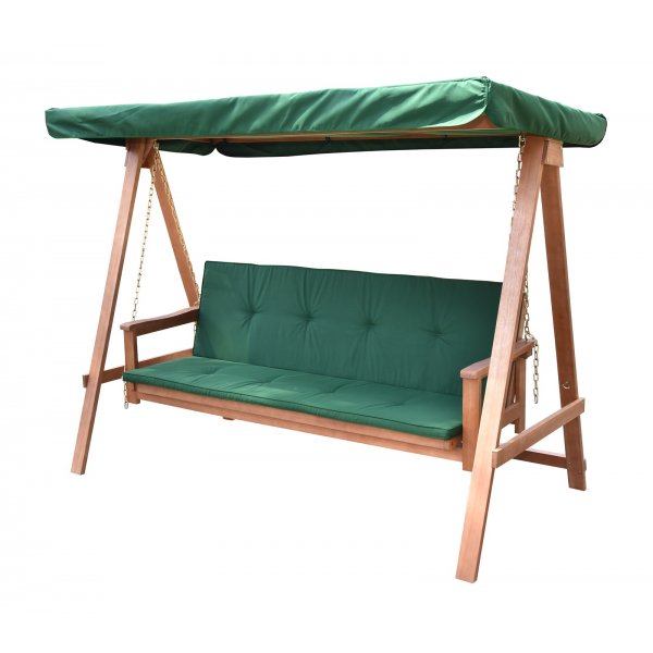 Fällbar hammock i trä med grönt tak Fällbar hammock i trä med grönt tak