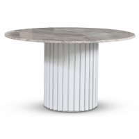 Empire matbord - Silver diana marmor 130 cm / Vit lamell träfot Empire matbord - Silver diana marmor 130 cm / Vit lamell träfot