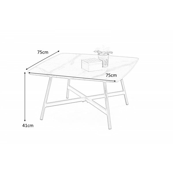 Estense soffbord 75 x 75 cm - Grå marmor/svart Estense soffbord 75 x 75 cm - Grå marmor/svart