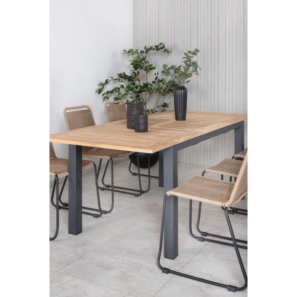 Panama utematgrupp med 6 st Lindos stolar - Beige/Svart/Natur Panama utematgrupp med 6 st Lindos stolar - Beige/Svart/Natur