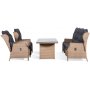 Brisbane utembelgrupp 3+1+1 recliner med bord - Natur (konstrotting)