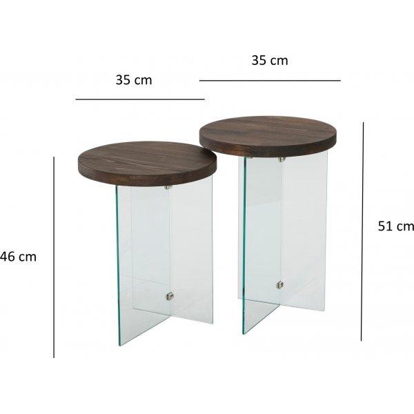 Serenity bijzettafelset Ø35/35 cm - Walnoot Serenity bijzettafelset Ø35/35 cm - Walnoot