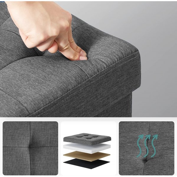 Pouf Idris avec rangement - Gris fonc