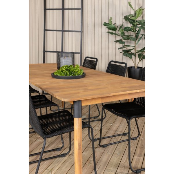 Julian utematgrupp med 6 st Lindos stolar - Svart/Natur Julian utematgrupp med 6 st Lindos stolar - Svart/Natur