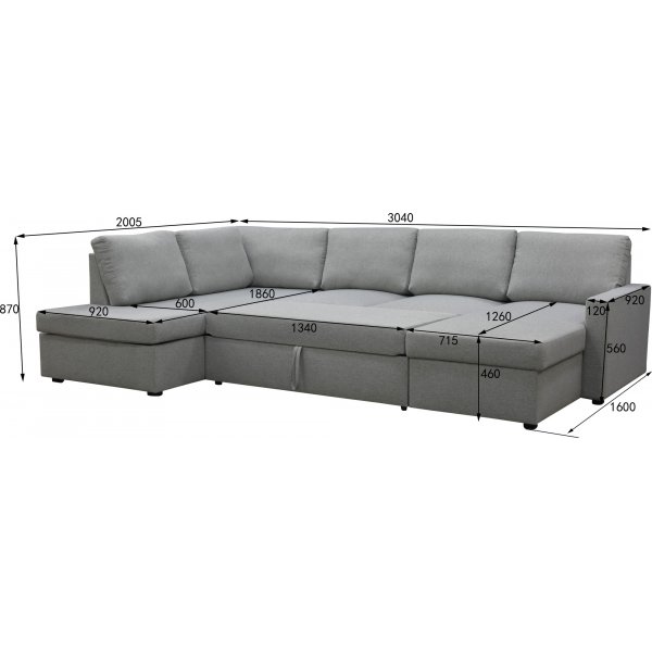 U soffa bäddsoffa grå - Tärnö U soffa bäddsoffa grå - Tärnö