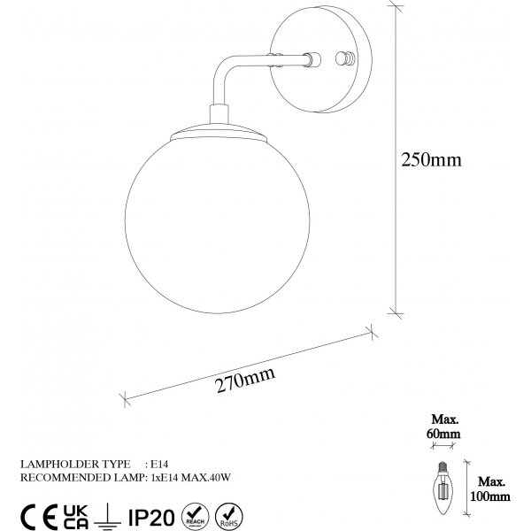 Draad wandlamp 10890 - Vintage