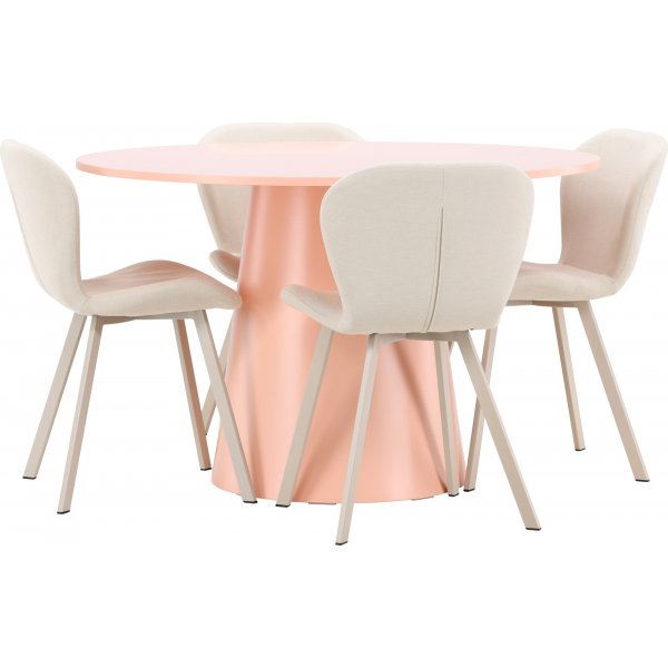 Matbord Lanzo med 4 st Lilja stolar - Beige/rosa + 3.00 x M�beltassar