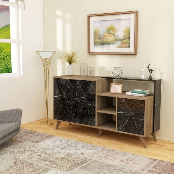 Lycke sk�nk - Valn�t/svart marmor