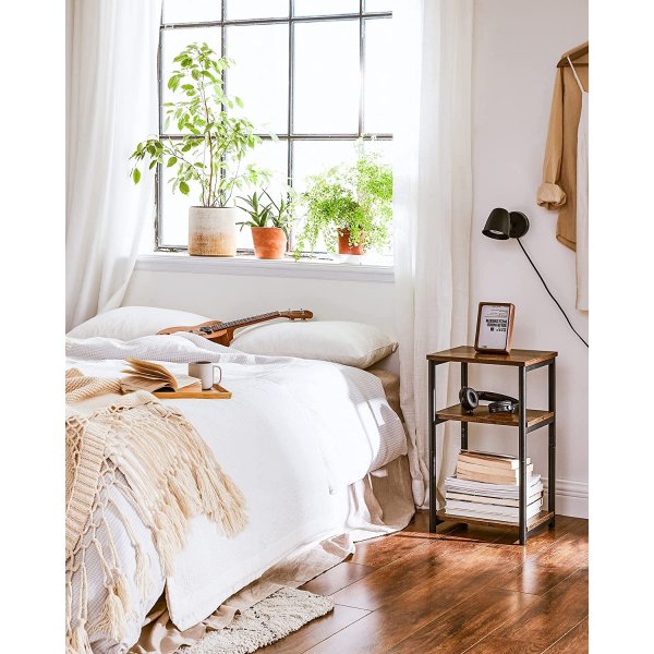 Evy bijzettafel 34 x 30 cm - Bruin/zwart