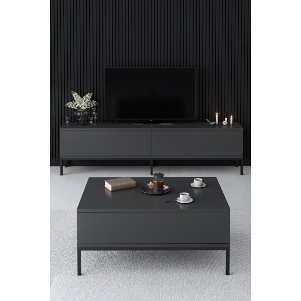Table basse Lord 90 x 60 cm - Anthracite/noir