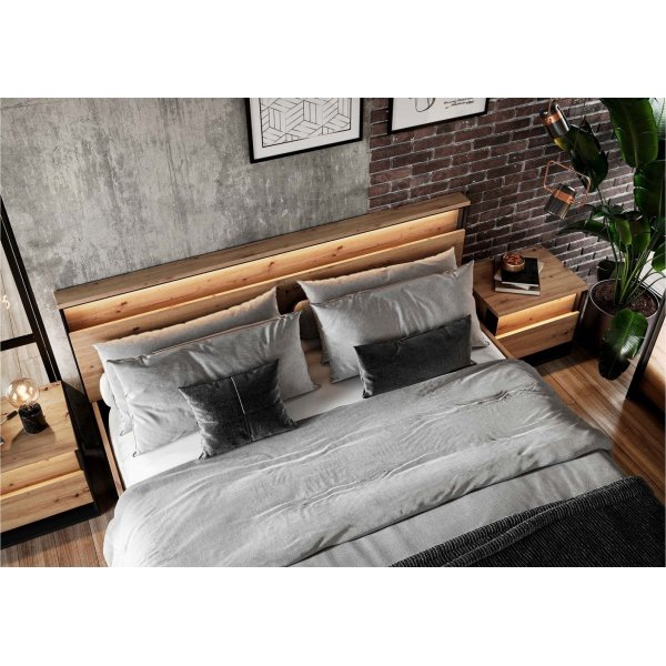 Quant Cuarto bed 180 x 200 cm - Ambachtelijk eiken/zwart Quant Cuarto bed 180 x 200 cm - Ambachtelijk eiken/zwart