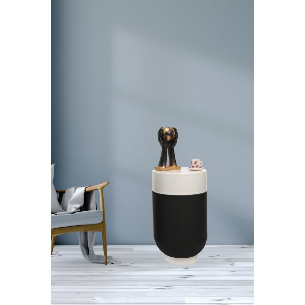 Bud sidobord 60 cm - Svart/vit