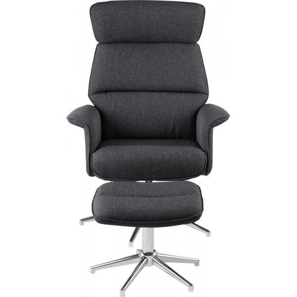 Fauteuil inclinable Alura avec repose-pieds - Gris/chrome Fauteuil inclinable Alura avec repose-pieds - Gris/chrome