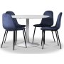 Seat matgrupp, runt matbord med 4 st Carisma sammetsstolar - Vit/Bl