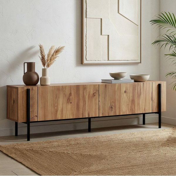 TV-b�nk Nemming 180 cm - Atlantic Pine/Svart