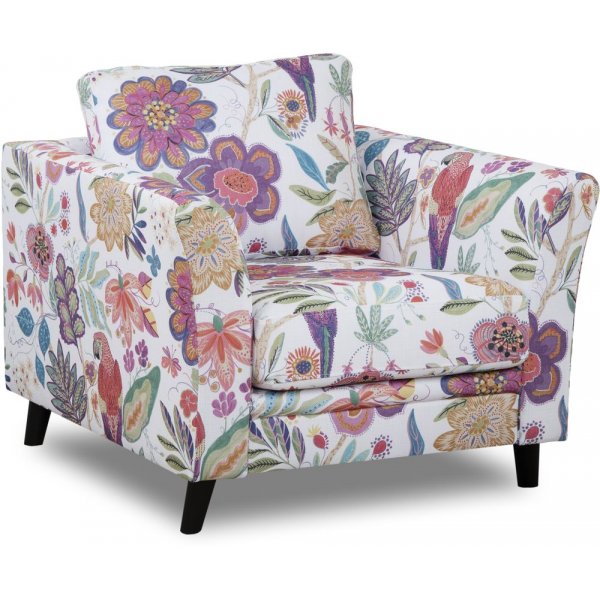 Fauteuil Ekerö en tissu fleuri - Eden Perroquet Blanc/Violet Fauteuil Ekerö en tissu fleuri - Eden Perroquet Blanc/Violet