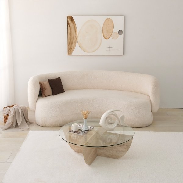 Table basse Lily Ø90 cm - Travertin Table basse Lily Ø90 cm - Travertin