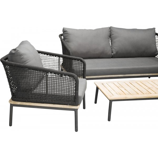 Groupe de salon Andorra - Noir/acacia Groupe de salon Andorra - Noir/acacia