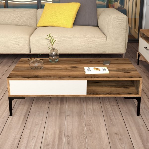 Table basse Istanbul 105 x 60 cm - Noyer/crème Table basse Istanbul 105 x 60 cm - Noyer/crème