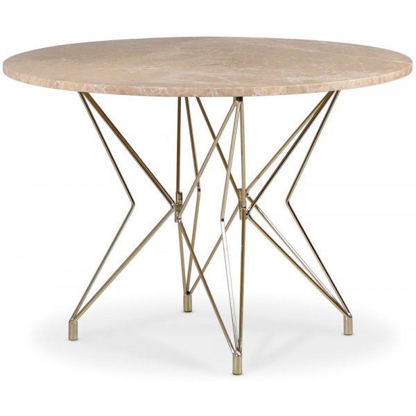 Zoo matbord i marmor 105 cm - Mssing / Beige Empradore