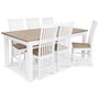 Skagen matgrupp - 180 cm Bord inklusive 6 st Herrgrd Vind stolar med sits i ekbets - Vit/Ekbets