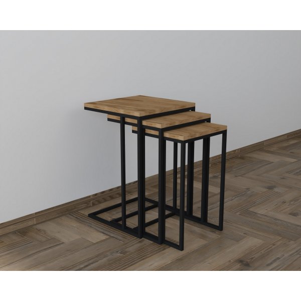 Table  manger Stoli 32/36/40 x 32/36/40 cm - Noir/marron fonc