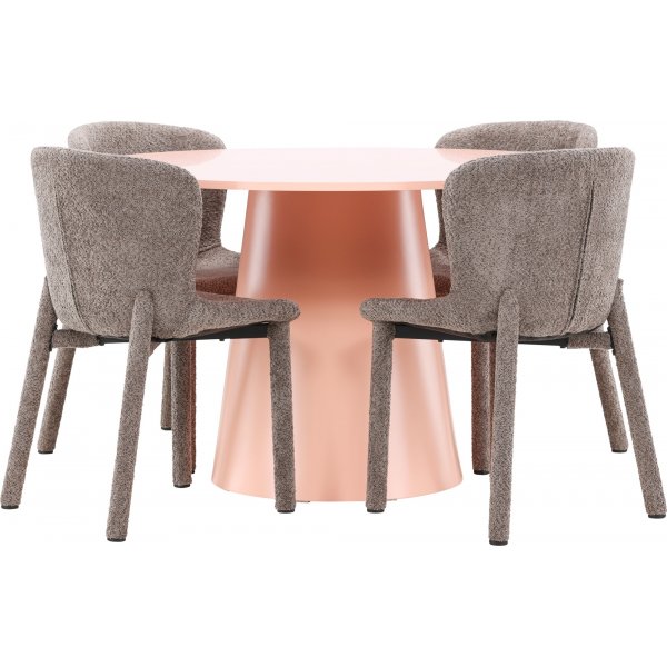 Matbord Lanzo med 4 st Astoria stolar - Beige/rosa/brun + 4.00 x Stolsdyna Matbord Lanzo med 4 st Astoria stolar - Beige/rosa/brun + 4.00 x Stolsdyna