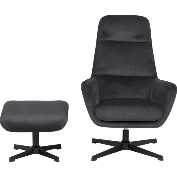 Fauteuil Trafford avec repose-pieds - Gris foncé Fauteuil Trafford avec repose-pieds - Gris foncé