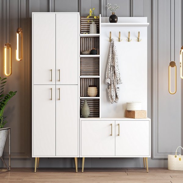 Meuble d'entrée Viyana 150 cm - Blanc/or Meuble d'entrée Viyana 150 cm - Blanc/or