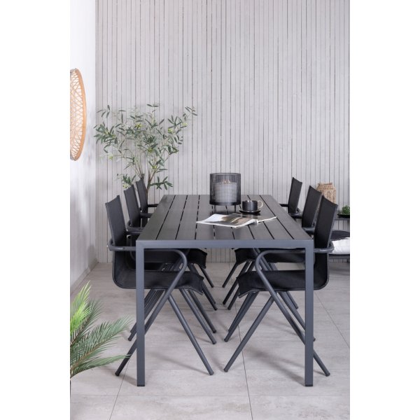 Break utematgrupp med 6 st Alina stolar - Svart Break utematgrupp med 6 st Alina stolar - Svart