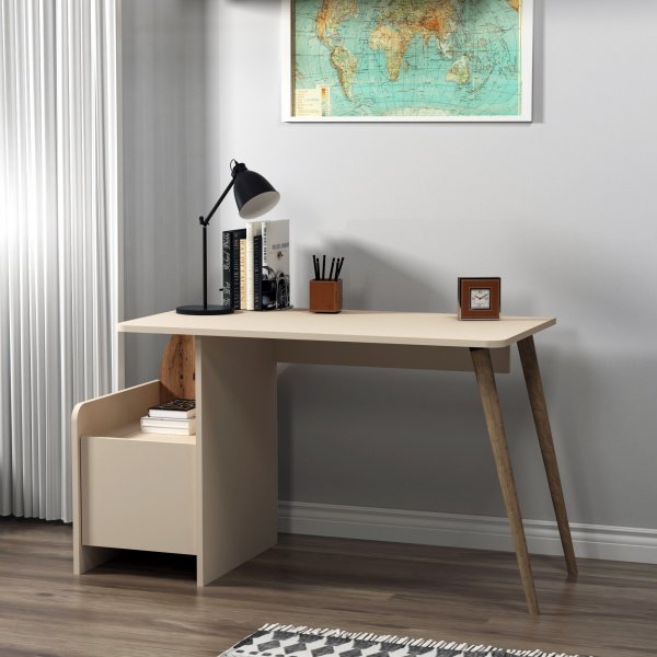 Bureau Suave 125,2 x 60 cm - Noyer clair/beige Bureau Suave 125,2 x 60 cm - Noyer clair/beige