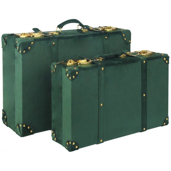 Petit vintage koffert set om 2 st - Mörkgrön (Sammet) Petit vintage koffert set om 2 st - Mörkgrön (Sammet)
