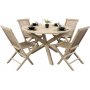 Salt utematgrupp runt 120 cm bord med 4 st matstolar - Gr teak + Trolja fr mbler