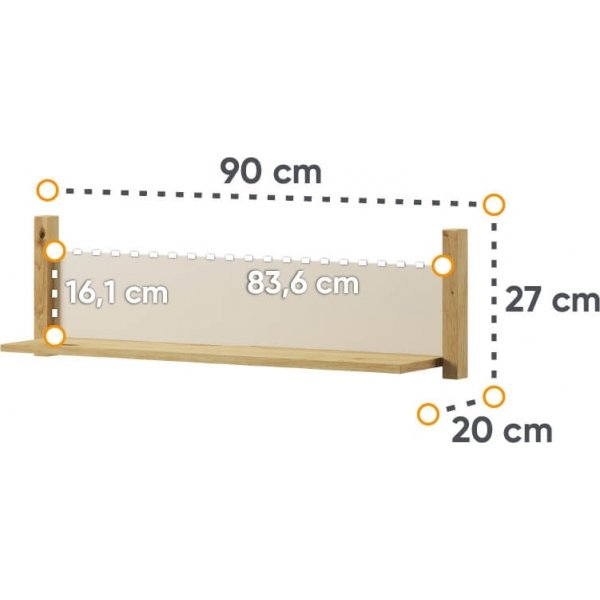 Lenny wandplank - Ambachtelijk eiken/beige/truffel Lenny wandplank - Ambachtelijk eiken/beige/truffel