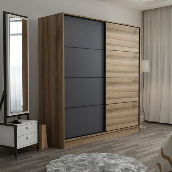 Kapusta garderob 220x52x210 cm - Brun/antracit/brun Kapusta garderob 220x52x210 cm - Brun/antracit/brun