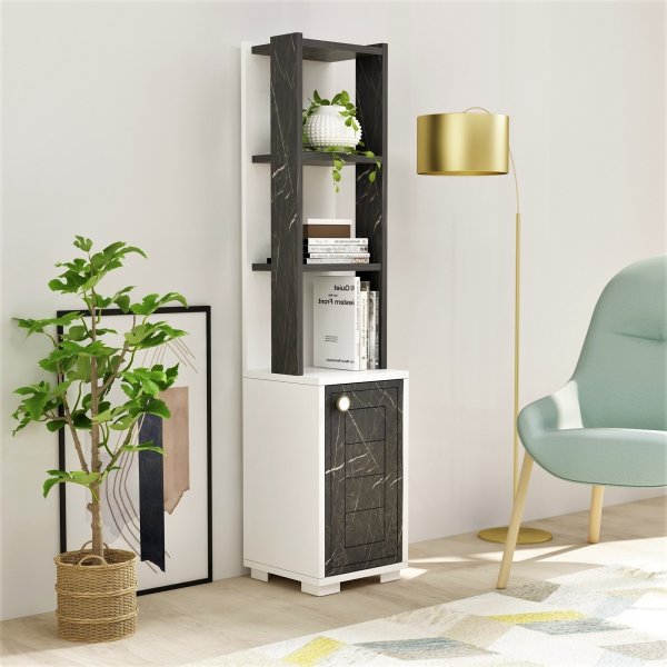 Canard boekenkast - Wit/zwart marmer Canard boekenkast - Wit/zwart marmer