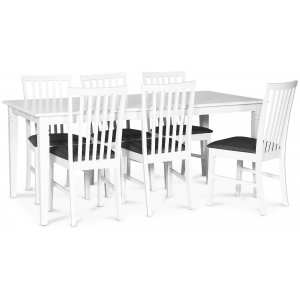groupe alimentaire Sandhamn; Table 180x95 cm avec 6 chaises Sandhamn Alice