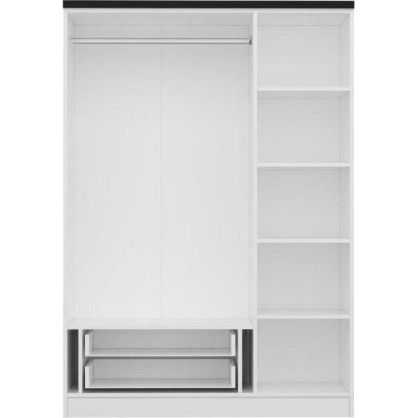 Armoire Rizada 135 cm - Blanc/noir